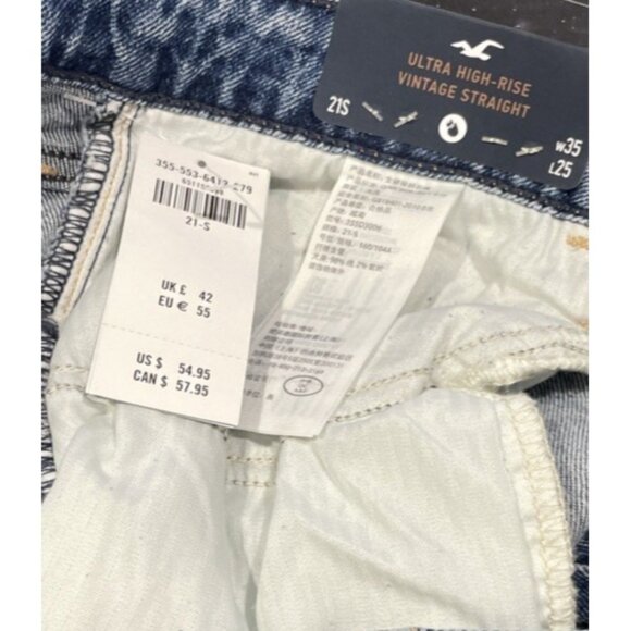 Hollister Vintage Straight Jeans Womens 21S Ultra High Rise Denim Distressed 90s - Picture 10 of 11